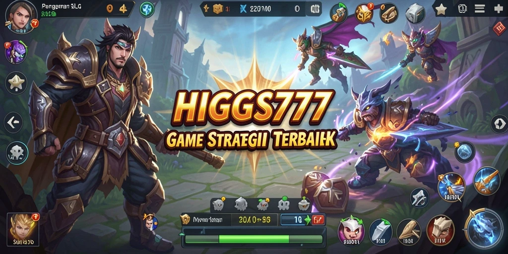 Screenshot HIGGS777 menampilkan aksi strategi yang intens dalam permainan SLG.