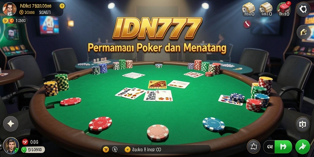 Tampilan gameplay Poker yang mendebarkan di IDN777.