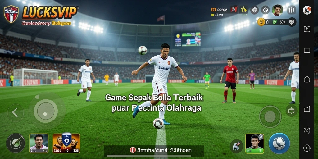 Tampilan gameplay sepak bola yang mendebarkan dan interaktif.