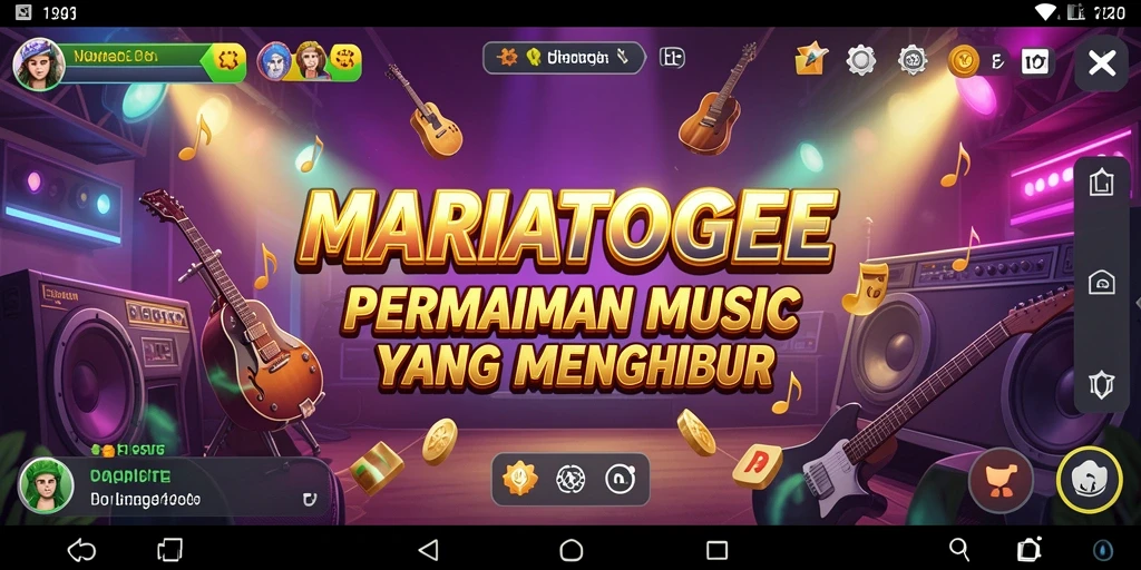 Tampilan gameplay seru MARIATOGEL dengan berbagai pilihan musik.
