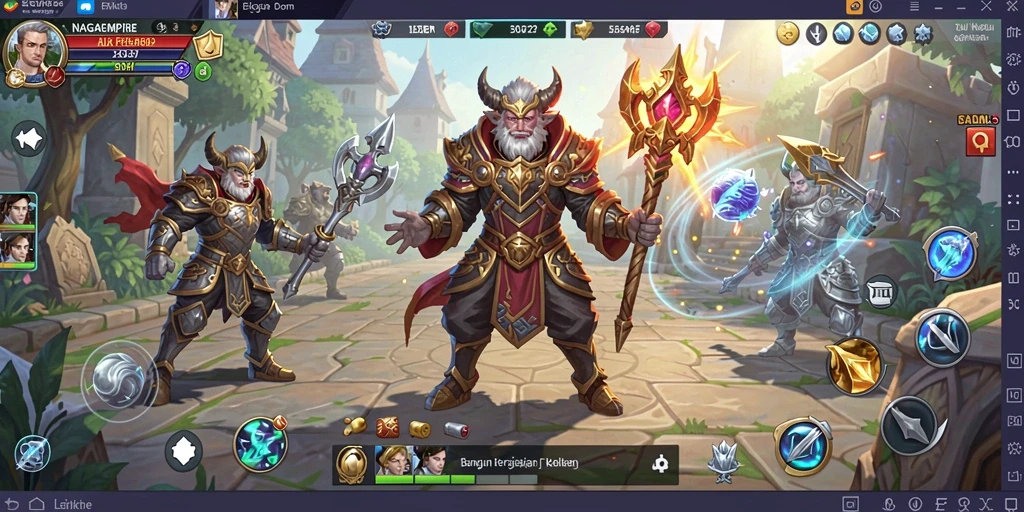 Tampilan menangkap aksi pertempuran seru dalam gameplay NAGAEMPIRE.