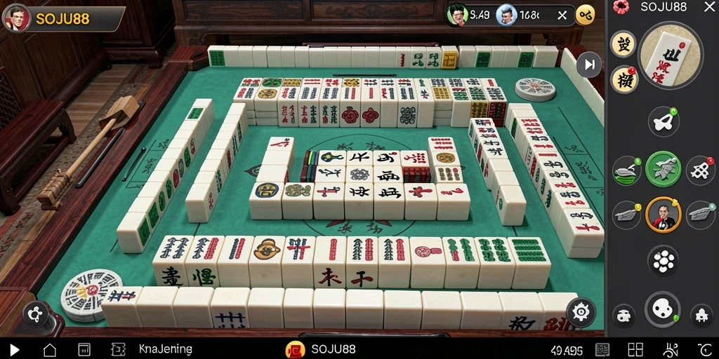 Tampilan gameplay seru dari SOJU88 dengan berbagai ubin Mahjong.