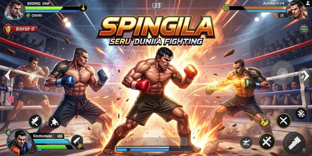 Gameplay seru dalam SPINGILA dengan pertarungan epik.